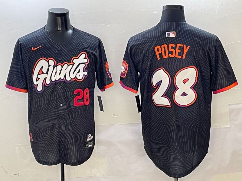 Men San Francisco Giants #28 Posey Black Second generation Joint Name Nike 2025 MLB Jersey style 15